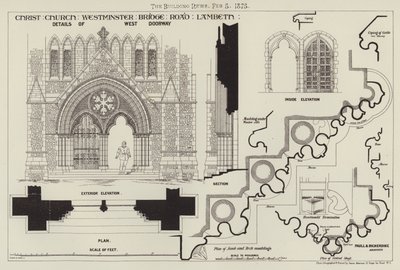 Christ Church, Westminster Bridge Road, Lambeth door English School