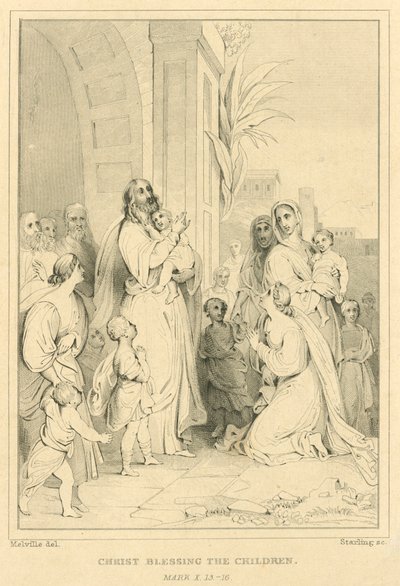 Christus zegent de kinderen, Marcus X, 13-16 door English School