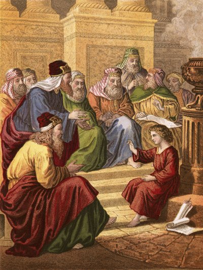 Christus in discussie in de tempel door English School
