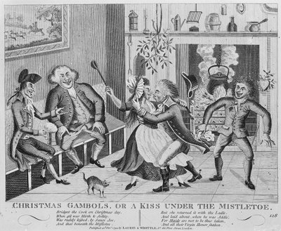 Kerstmis Spelletjes, of een Kus Onder de Maretak, 1794 (gravure) door English School