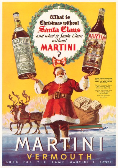 Kerstadvertentie voor Martini vermouth door English School