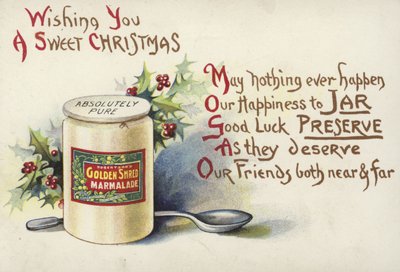 Kerstadvertentie voor Robertsons Golden Shred marmelade door English School