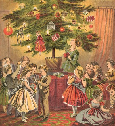 Kerstboom en kerstcadeaus door English School