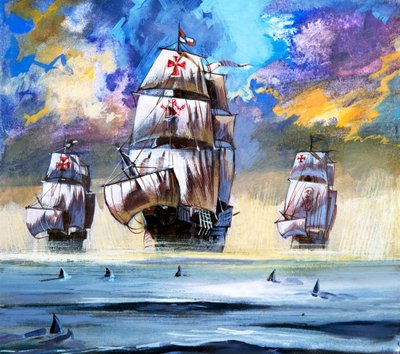 De vloot van Christoffel Columbus door English School