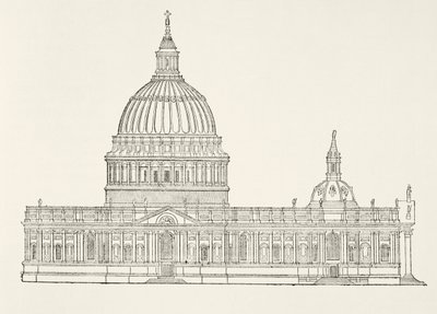 Christopher Wrens eerste ontwerp voor de nieuwe St. Paul
