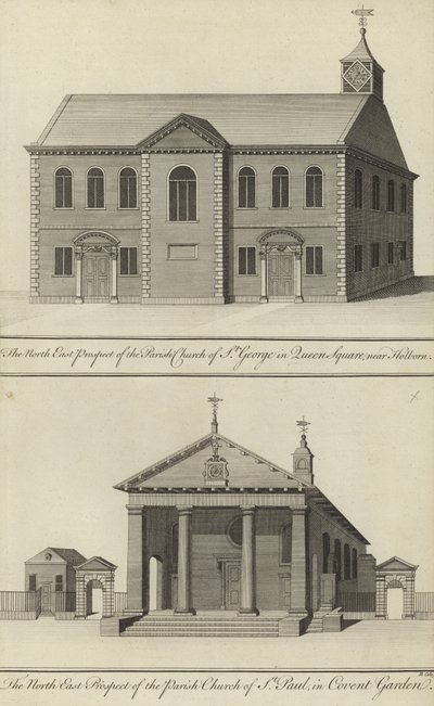Kerk van St George, Queen Square, nabij Holborn en kerk van St Paul, Covent Garden door English School