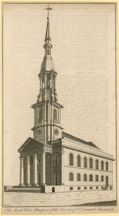 Kerk van St Leonard, Shoreditch door English School