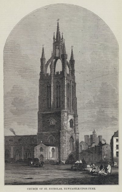 Kerk van St. Nicholas, Newcastle-upon-Tyne (gravure) door English School