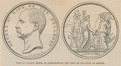 Stadsmedaille van Londen ter herdenking van het bezoek van de koning van Griekenland in juni 1880 door English School