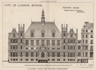 City of London School; elevatie naar de Victoria Embankment door English School