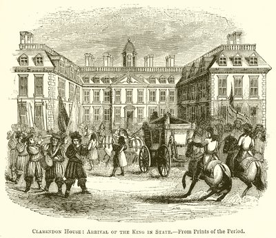 Clarendon House: aankomst van de koning in staatsie door English School