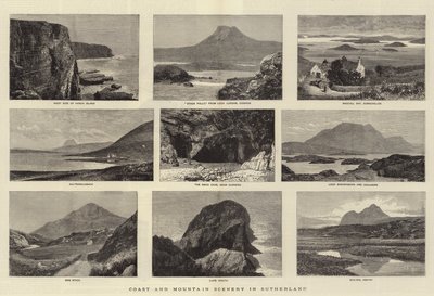 Kust- en berglandschap in Sutherland door English School