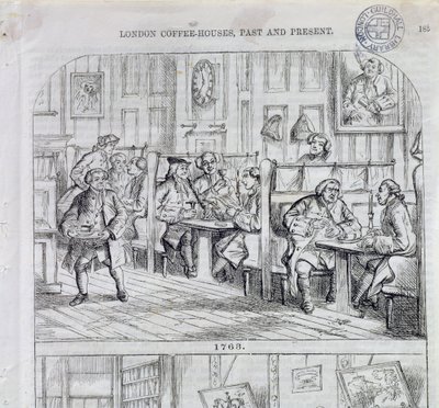 Koffiekamer in 1763, uit London Coffee-Houses Past and Present door English School