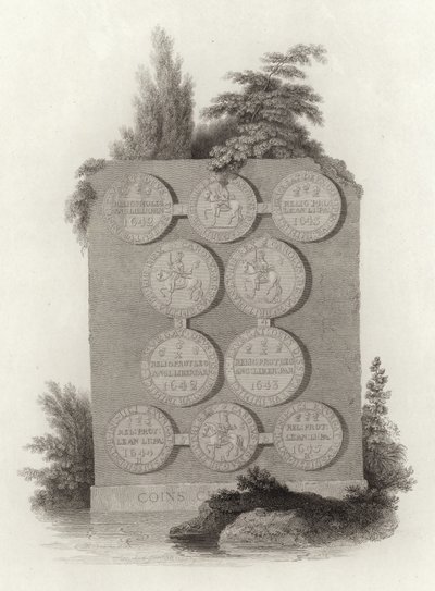 Munten van Koning Karel I tijdens de Engelse Burgeroorlog door English School