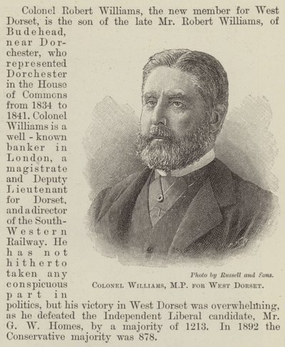 Kolonel Williams, MP voor West Dorset (gravure) door English School