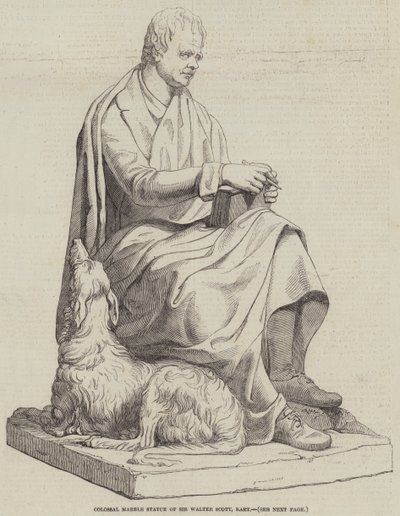 Kolossaal Marmeren Standbeeld van Sir Walter Scott, Baronet door English School