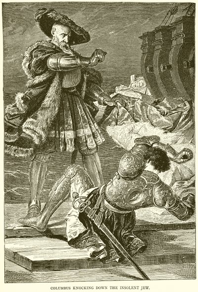 Columbus slaat de onbeschaamde Jood neer door English School