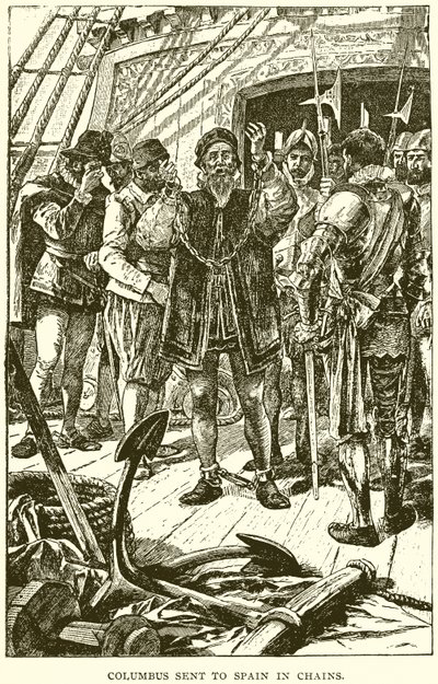 Columbus in ketenen naar Spanje gestuurd door English School