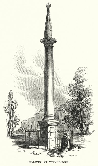 Kolom in Weybridge (gravure) door English School