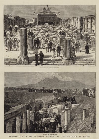 Herdenking van de achttiende eeuw van de vernietiging van Pompeii door English School