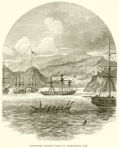 Vloot van Commodore Porter in Nookaheeva Baai door English School