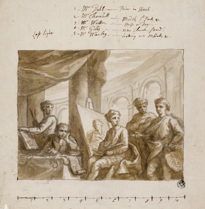Gezelschap van schilders, c.1719 door English School