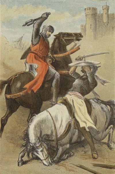 Conflict tussen Godfried van Bouillon en de Saraceen, bij Antiochië door English School