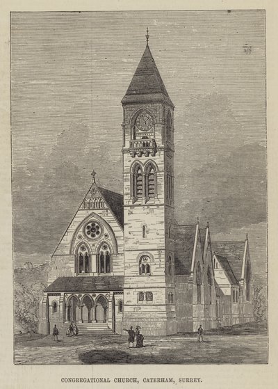 Congregational Church, Caterham, Surrey (gravure) door English School