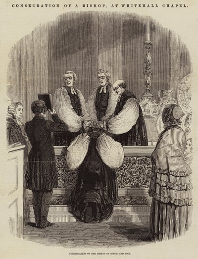 Wijding van een Bisschop, in de Whitehall Kapel (gravure) door English School