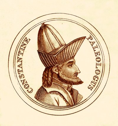 Constantijn Paleologus, illustratie uit Het Universele Historische Woordenboek door George Crabb, gepubliceerd 1825 door English School