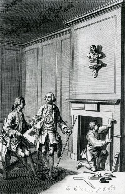 Constructie van een Schoorsteenmantel (gravure) door English School