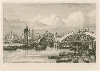 Bouw van de nieuwe London Bridge, 26 juli 1827 door English School