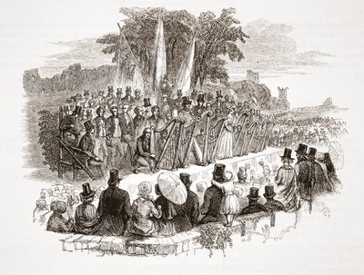 Wedstrijd om de gouden harp op de Royal Denbigh Eisteddfod, voor H.R.H. de hertog van Sussex in 1828 door English School
