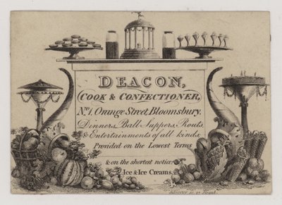 Kok & Banketbakker, Deacon, handelskaart door English School
