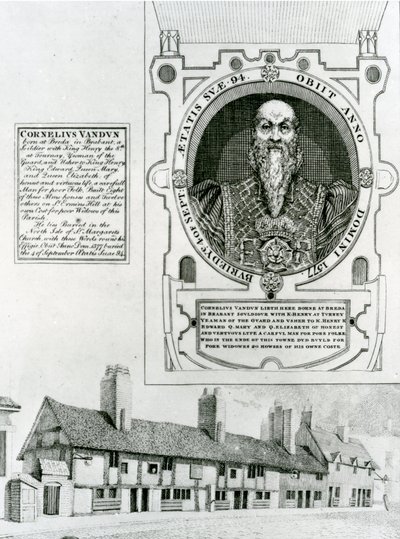 Cornelius Van Dun (1483-1577) Gedenkteken en Armenhuizen door English School