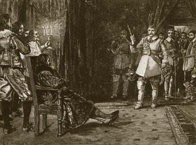 Interview van Cornet Joyce met Charles, illustratie uit Cassells Illustrated History of England door English School