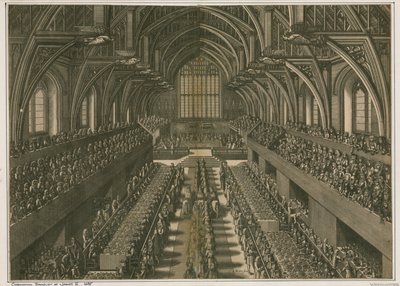 Kroningsbanket van Jacobus II, 1685, in Westminster Hall, Londen door English School