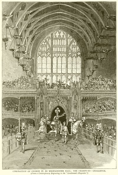Kroning van George IV. in Westminster Hall: De Uitdaging van de Kampioen door English School