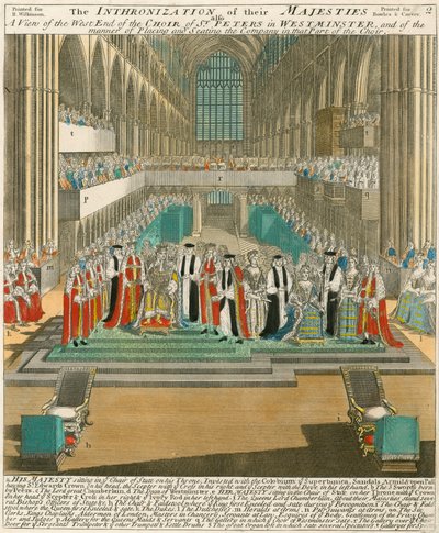 Kroning van Koning Willem III en Koningin Maria op 11 april 1689 door English School