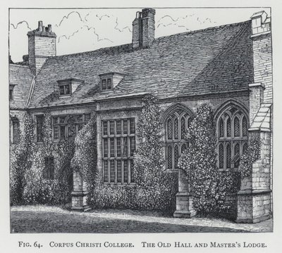 Corpus Christi College, de oude hal en de woning van de rector door English School