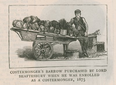 Straatverkoperskar gekocht door Lord Shaftesbury toen hij werd ingeschreven als straatverkoper, 1875 door English School
