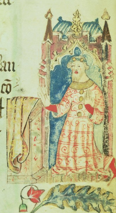 Cott Nero D VII f.7 Portret van John van Gaunt, Hertog van Lancaster, uit het Weldoenersboek van de Abdij van St. Alban