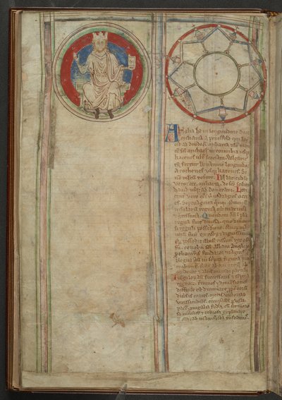 Cotton MS Claudius D VI, f.5v: Beschrijving van de zeven koninkrijken van de Angelsaksische heptarchie, ca. 1255-59 door English School