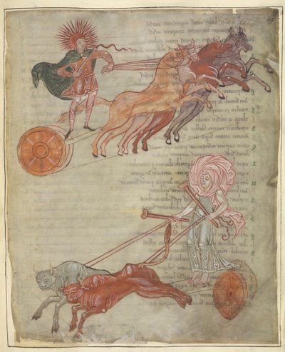 De Strijdwagens van de Zon en de Maan (illustratie uit 