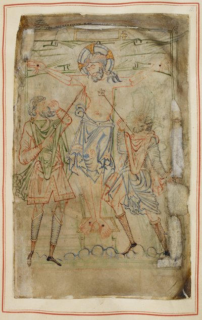 De Kruisiging, uit de Tiberius Psalter, c.1050 door English School