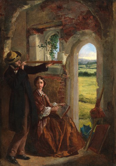 Koppel dat een landschap observeert door English School