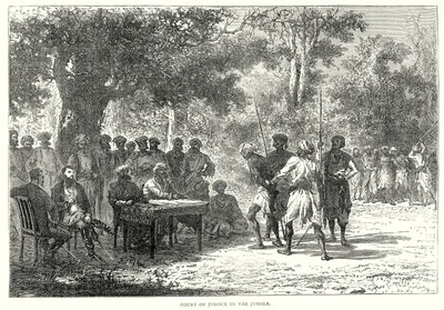 Gerechtshof in de jungle (gravure) door English School