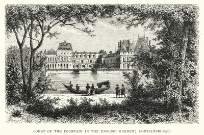 Hof van de fontein in de Engelse tuin, Fontainebleau door English School