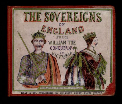 Omslagillustratie voor De Soevereinen van Engeland (gekleurde gravure) door English School