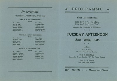 Omslag van het programma voor het eerste internationale Rodeo door English School